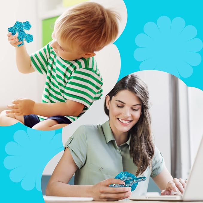 Magnetic Fidget Sphere Magnet Toys - Holographic Glitter Crystal Blue - Magnets Sensory Toys - 12 Piece Set - Creativity Beyond Imagination, Inspirational, Recreational, Fun Desk Toy for Adults