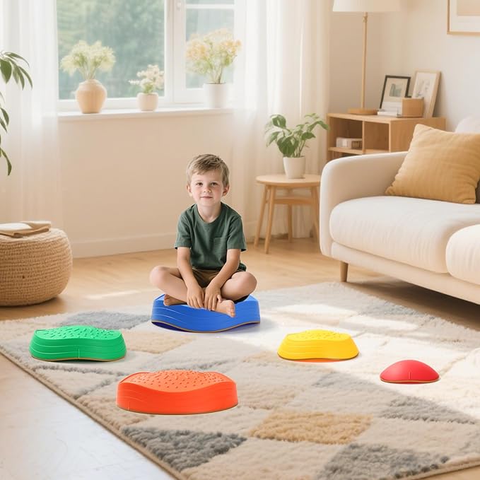Fanboxk Stepping Stones for Kids,Non-Slip Toddlers Stepping Stones for Promoting Children's Balance Coordination Skills,Obstacle Courses Sensory Toys Outdoor or Indoor Play for Kids 3-8