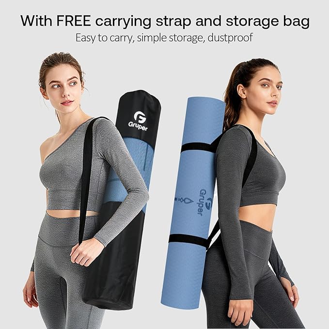 Yoga Mat Non Slip TPE Extra Wide Yoga Mat with Alignment Mark, 72"L x 32"W x 0.32"/0.24"Th (183cm x 80cm x 8mm/6mm), Anti-Tear Exercise Mat with Carrying Strap and Bag, Workout Mats for Yoga, Pilates