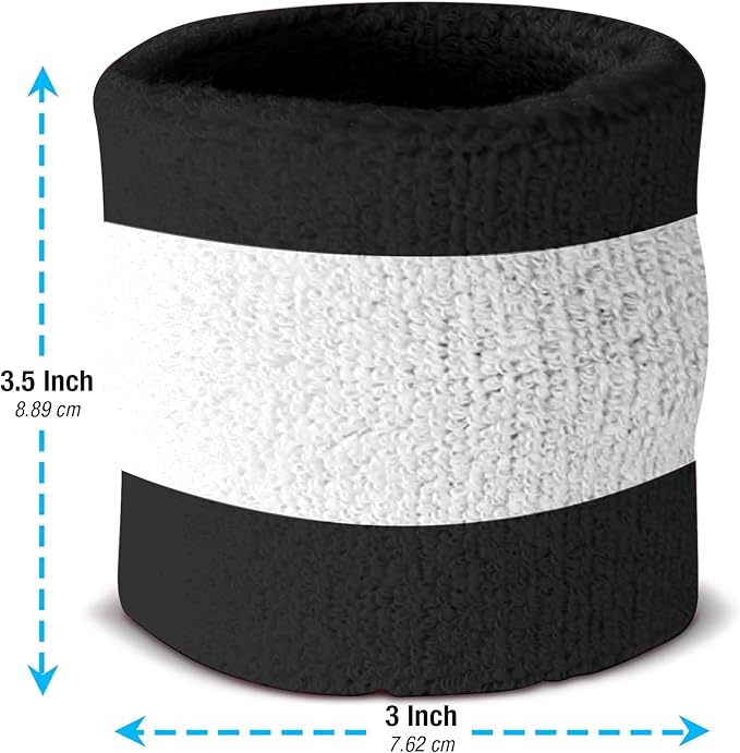 Suddora Striped Sweatband Set, Moisture Wicking 2 Wristbands and 1 Headband, Breathable Athletic Sweat Bands for Sports, Costumes & Cosplay, Matching Bands to Wear with Jersey