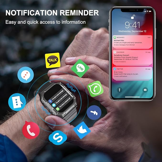 Smart Watch for Men with Phone Function 1.95” HD Touchscreen Smartwatch Fitness Tracker 130+ Sports Modes IP68 Waterproof Wristwatch with Sleep Monitor Pedometer Message Reminder for Android iOS