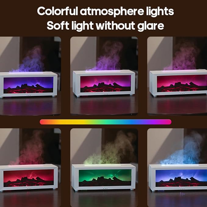 Essential Oil Air Diffuser with Remote Control,Flame Colorful Water Vapor Fireplace Fire Humidifier for Aromatherapy Aroma Machine for Room Bedroom,[Timer and Auto Off Protection]