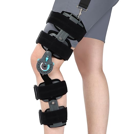 ROM Knee Brace Hinged Knee Brace for Recovery Stabilization,ACL,MCL and PCL Injury Post Op Immobilizer Adjustable Orthopedic Support Stabilizer After Surgery Leg Brace For Left and Right