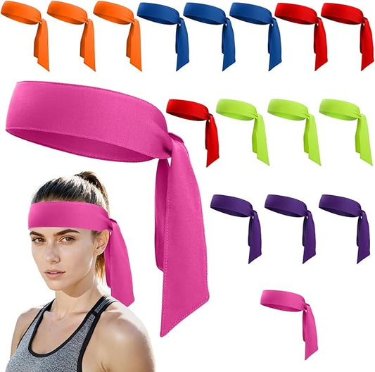 ONUPGO 18Pcs Head Ties for Men Women, Adjustable Headbands Sports Sweatband Ninja Ties Head Band, Sweat Wicking Workout Headband for Sports, Running, Tennis, Yoga, Soccer, Karate