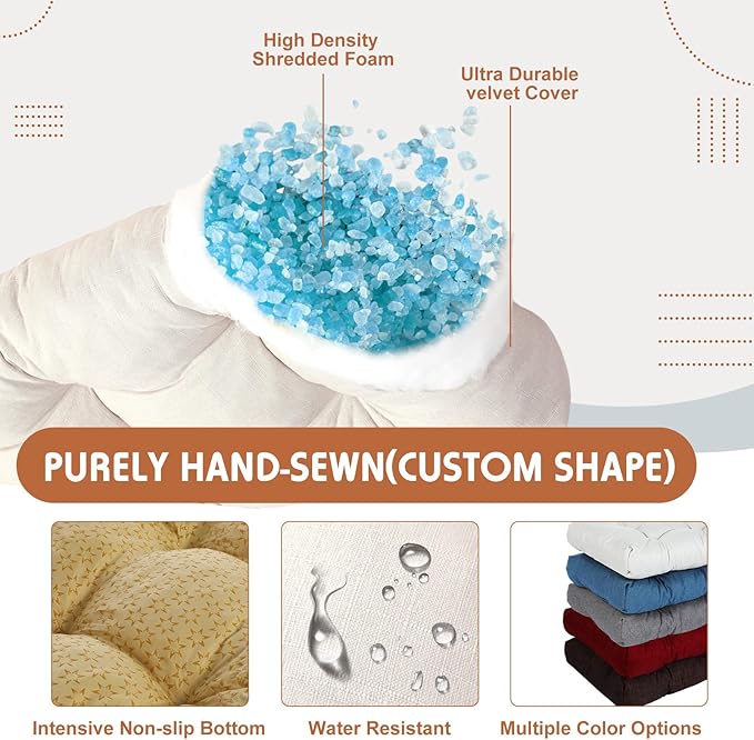 2 Pack Outdoor Bench Cushion Patio Waterproof Porch Swing Cushions Tufted Memory Foam Bench Seat Pads Thicken Non Slip for Outside Indoor Garden Furniture Wicker Loveseat Settee(Beige,42x16 Inch)