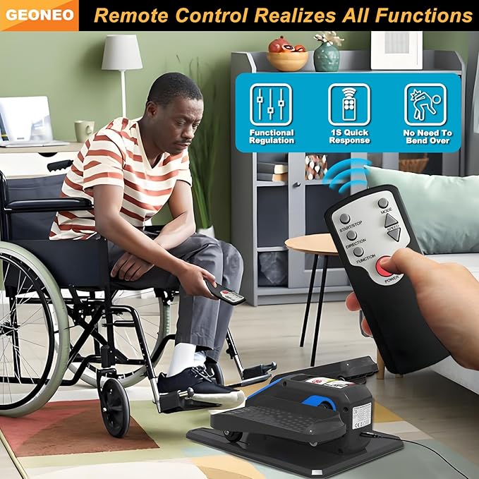 Under Desk Elliptical Machine, Electric Ellipse Leg Exerciser for Senior, Quiet and Compact Electric Seated Pedal Exerciser for Home with Remote Control and 12 Adjustable Speeds