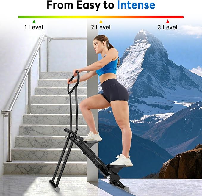 ERGOLIFE Stair Stepper with 6-Level Adjustable Resistance, 350lbs Upgrade Foldable Stairmaster Machine for Home Gym Workout, Cardio Stair Climber with Low Noise