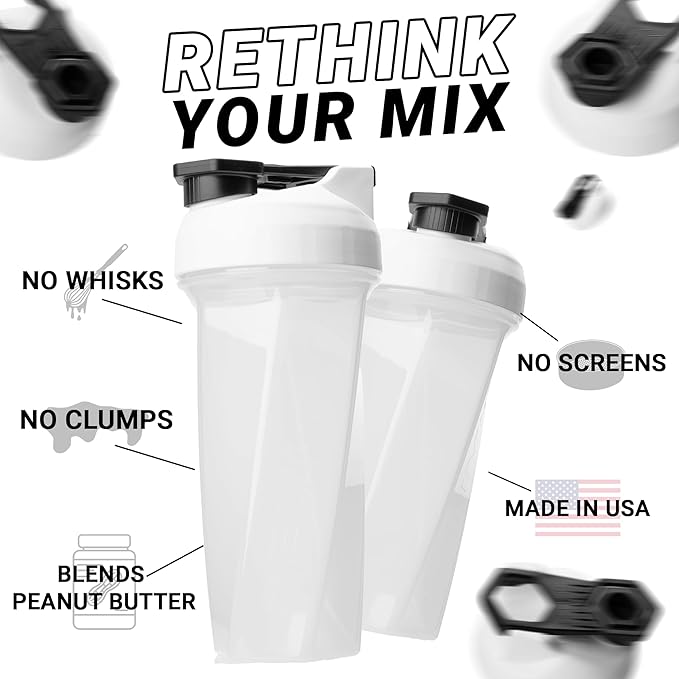 HELIMIX 2.0 Vortex Blender Shaker Bottle Holds upto 28oz | No Blending Ball or Whisk | USA Made | Portable Pre Workout Whey Protein Drink Shaker Cup | Mixes Cocktails Smoothies Shakes | Top Rack Safe