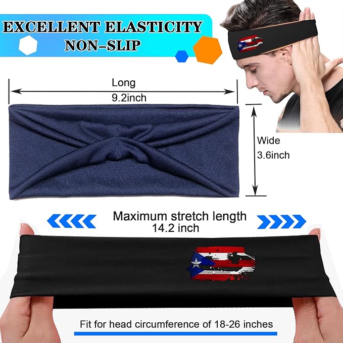 Headbands for Men Women Sweat Bands Headbands Men Sweatbands for Mens Women 3 Pack Cooling Head Bands Mens Elastic Headband Hairband for Running Yoga Gym Athletic Gifts