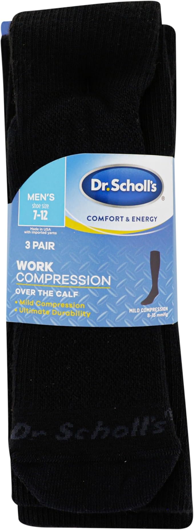 Dr. Scholl's Men's Athletic & Work Compression Over The Calf Socks-1 & 3 Pair Packs-Fatigue Relief