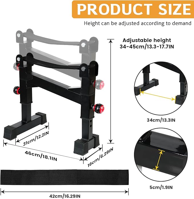 Deadlift Jack Barbell Stand, Barbell Rack, Barbell Buffer Frame, Carbon Steel Barbell Jack, Easily Load and Unload 800lb Barbell Plates for Deadlift Exercise & Weight Training (Black)