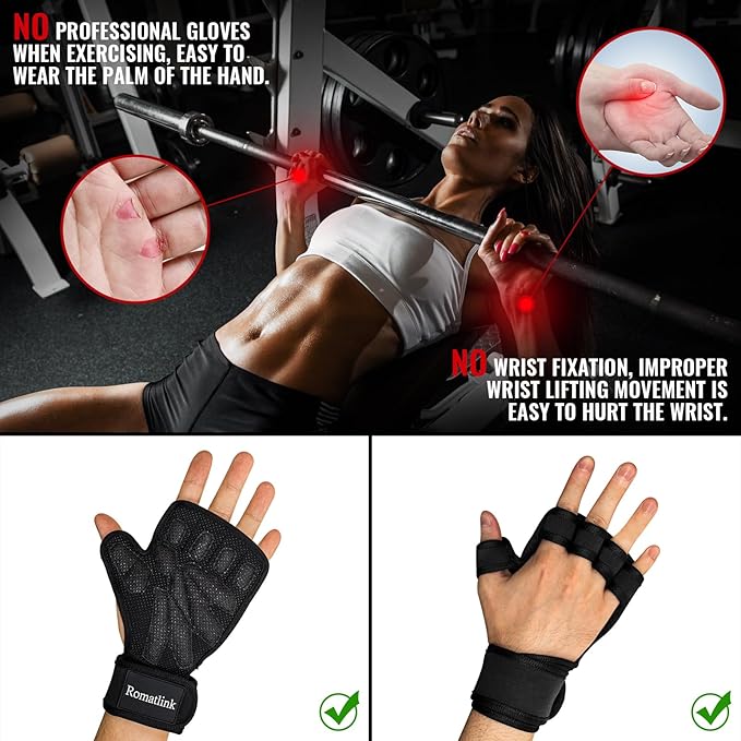 Workout Gloves for Men and Women, Sport Gloves with Adjustable Wrist Wraps, Proper Gym Glove for Athletes, Great for Fitness, Weightlifting, Cycling, Cross Training