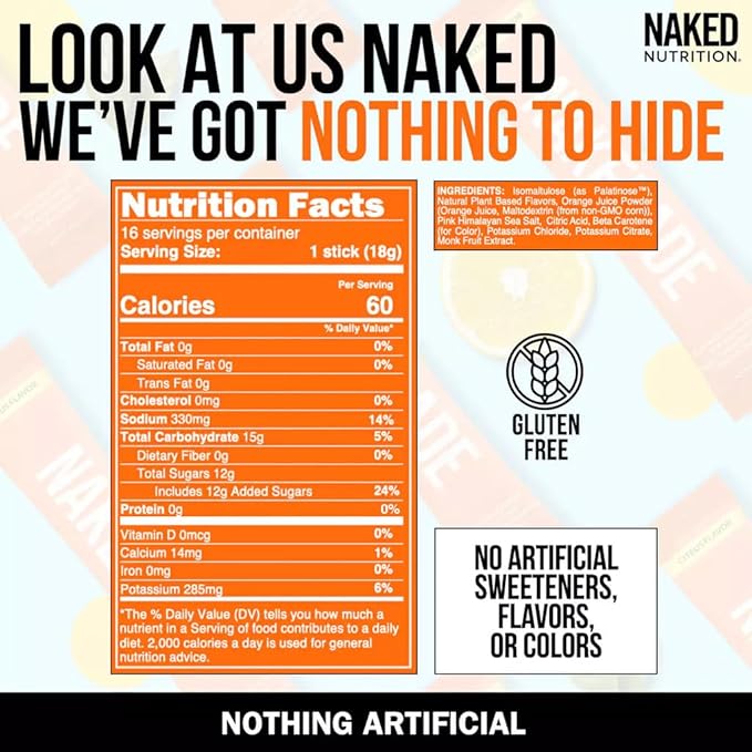 Nakedade Citrus – Performance Enhancing Sports Drink Powder - Electrolyte Powder – No GMOs or Artificial Sweeteners, Gluten-Free, Soy-Free, Dairy-Free –
