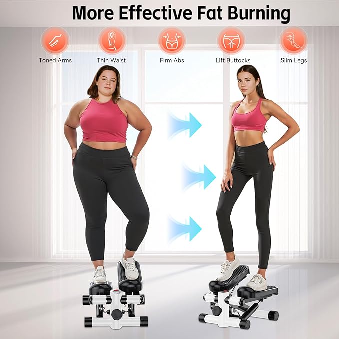 Steppers for Exercise at Home, Mini Stepper with Resistance Bands, Portable Stair Stepper for Home