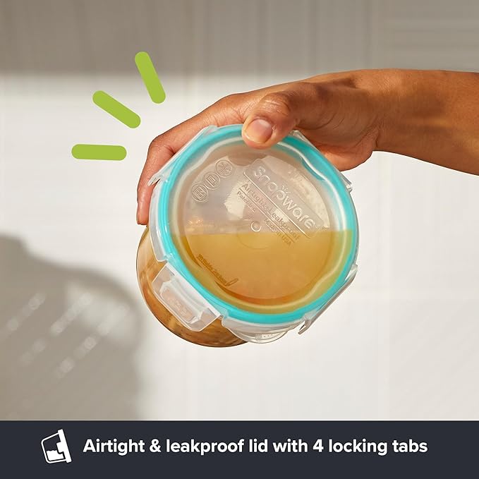 Snapware Total Solution 16-Pc Plastic Food Storage Containers Set,(4) 2-Cup & (4) 1.2-Cup Round Meal Prep Container, BPA-Free Lids with 4 Locking Tabs, Microwave, Dishwasher, and Freezer Safe