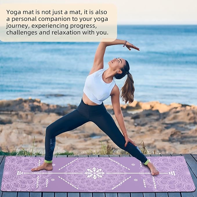 FOLAI Extra Thick Yoga Mat 6mm - Non-Slip Exercise Mat for HIIT, Pilates & Home Workouts & Workout with Free Carry Strap