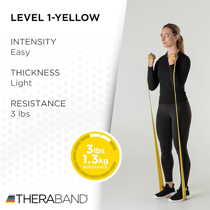 THERABAND Resistance Band 25 Yard Roll, Non-Latex Professional Elastic Stretch Bands for Upper & Lower Body Exercise Workouts, Physical Therapy, Lower Pilates, Flexibility, & Rehab, Dispenser Box