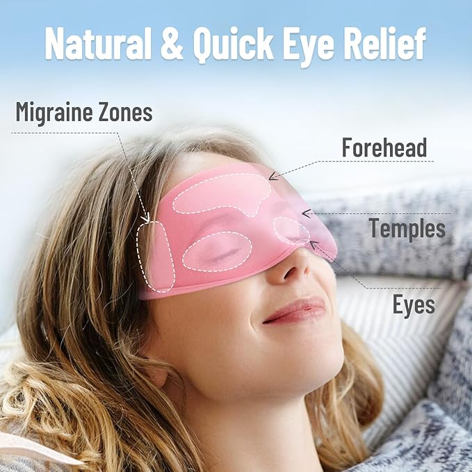 3D Gel Cooling Eye Mask, Weighted Eye mask for Sleeping, 3D Contoured Cup No Pressure Night Blindfold Sleep Mask, Ice Cold Pack Eyes Cold Compress for Puffy Eyes, Dark Circle, Pink (Pink)