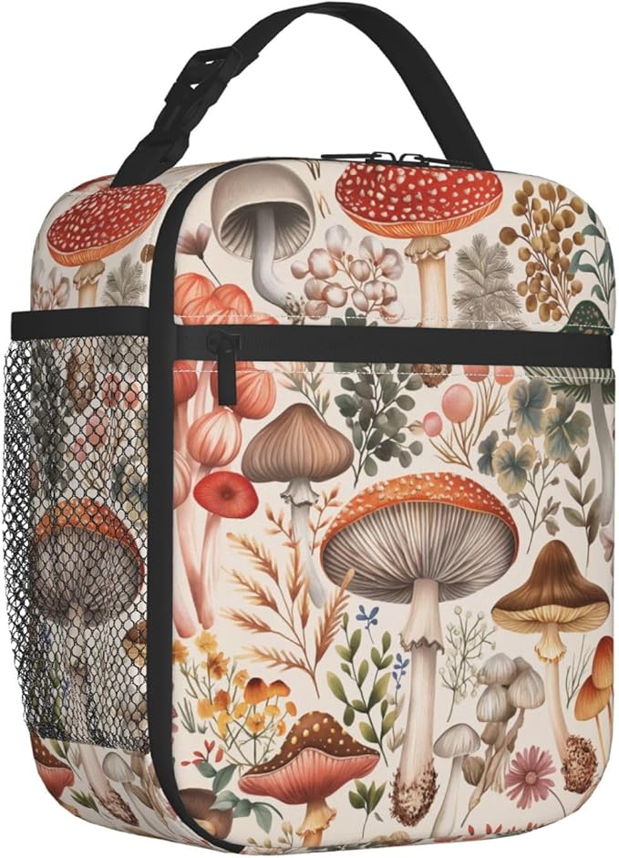 Lunch Box for Women Men, Mushroom Insulated Lunch Box Reusable Portable Lunch Bag Cooler Tote Waterproof Lunch Container for Office Picnic Work Travel Hiking