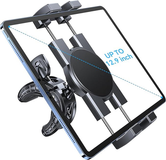 Coolpow Tablet Holder for Spin Bike【360° Adjustable】 Tablet Clamp for Treadmill Phone Mount for Stationary Bicycle, Treadmill, Microphone Stand Fit for All 4.7-12.9" Apple iPad Galaxy Tabs