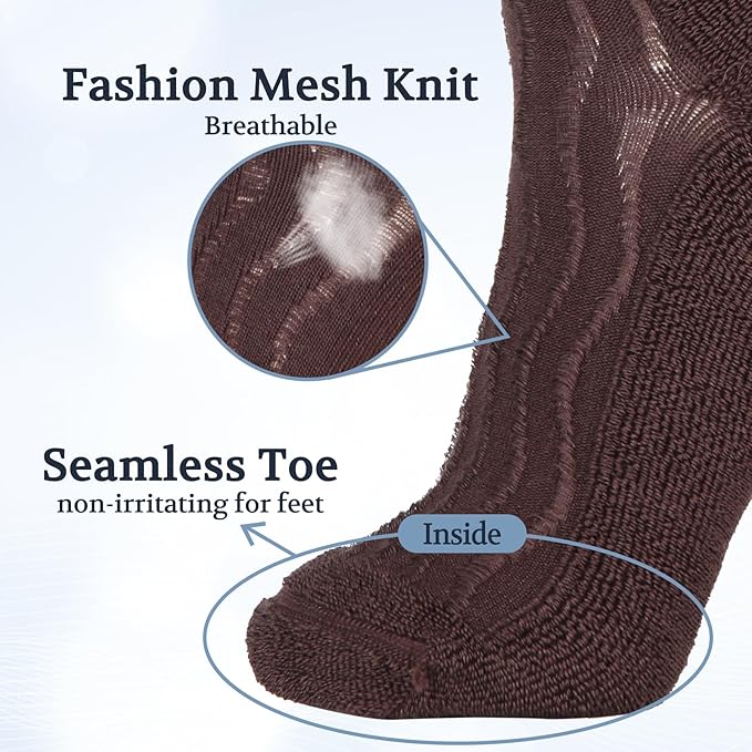 +MD Diabetic Socks for Men Women 6 Pairs,Non-Binding Top Extra Wide Ankle/Crew Socks, for Edema Circulator 9-11 10-13 13-15