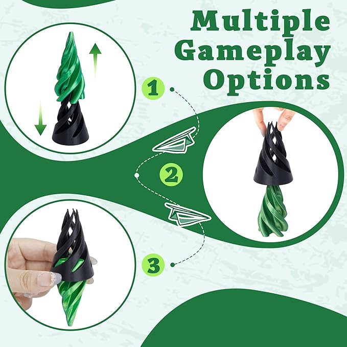 5 Packs Impossible Cone Fidget Toy, 3D Printed Spiral Cone Fidget Toy for Anxiety Relaxing, Impossible Pyramid Passthrough Birthday Party Gift for Adults & Kids Desk Decor(Black+Yellow Green)