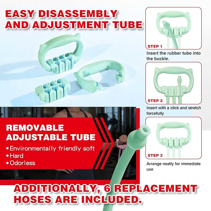 6 Gear Adjustable Resistance Bands, Fitness Resistance Bands Exercise Bands with Comfort Grips, Unisex, for Arms, Chest Extender, Home Workout, Fitness, Pilates