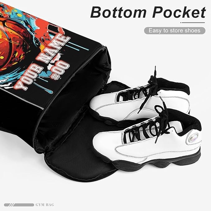 Custom Basketball Drawstring Backpack - Cool Cinch Sack, String Backpacks with Pocket for Kids Women Men Boys Girls for Gym Outdoor Sports Travel Athletic Drawstring Bag - Lightweight/Foldable