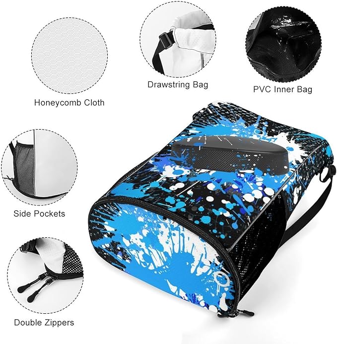 Hockey Drawstring Backpack - Cool Cinch Sack, String Backpacks with Pocket for Kids Women Men Boys Girls for Gym Outdoor Sports Travel Athletic Drawstring Bag - Lightweight/Foldable