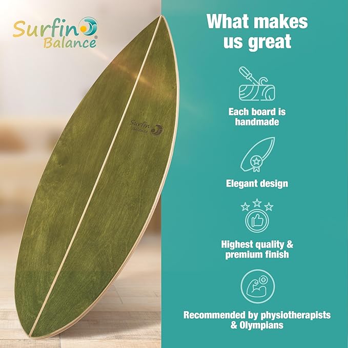 Wooden Balance Board - unique [incl. corc roller, corc hemisphere and balance ball] Balance Board Kids - Balance Boards for Adults - Indo Board Mobo Board Gibbon Board Giboard Slackboard Balancing