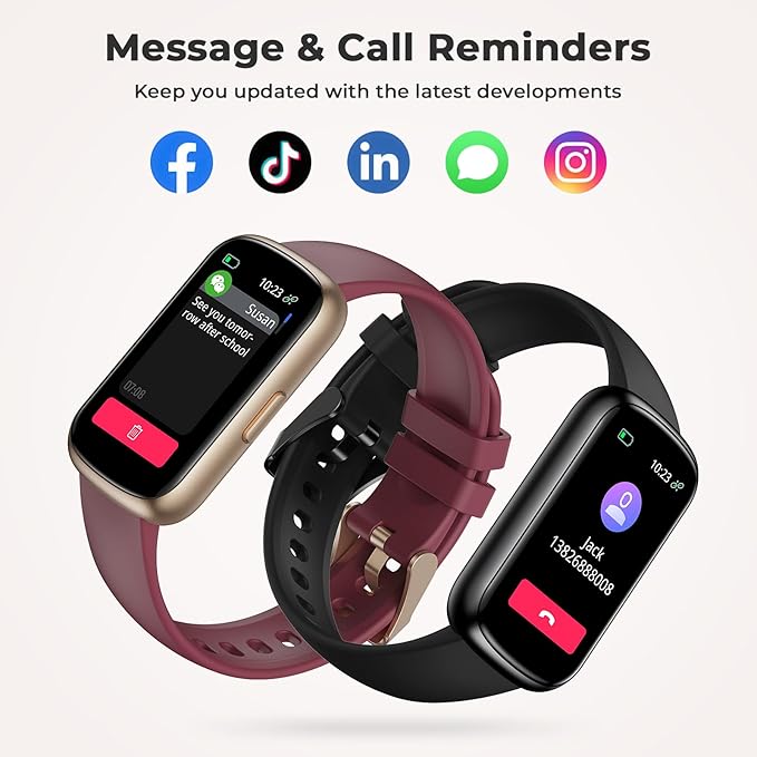 Fitness Tracker with 24/7 Heart Rate, Blood Oxygen, Sleep Monitor, 3ATM Waterproof Fitness Watch/Smart Watch/Activity Tracker, Pedometer/Step Counter, Calorie Tracker for Women, Wine Red