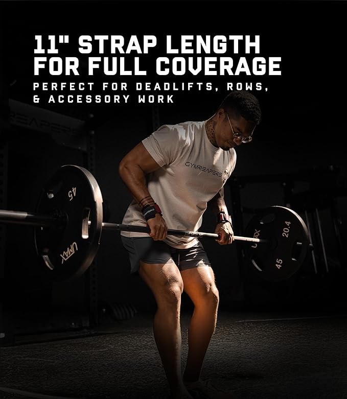 Gymreapers Weight Lifting Straps With Dowel - Wrist Straps for Weightlifting - Workout Deadlift Wrist Weights - Reinforced Stitching & Padded Fit Gym Accessories for Strength & Gym Hand Grip