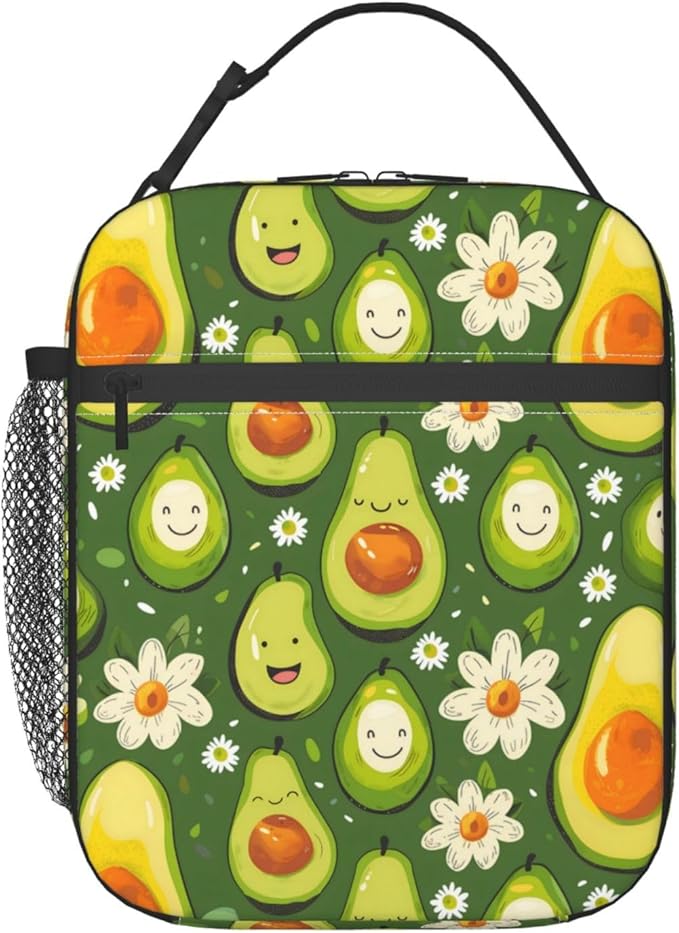 Insulated Lunch Box for Women Men, Avocado Theme Lunch Box Reusable Portable Lunch Bag Cooler Tote Waterproof Lunch Container for Office Picnic Work Travel