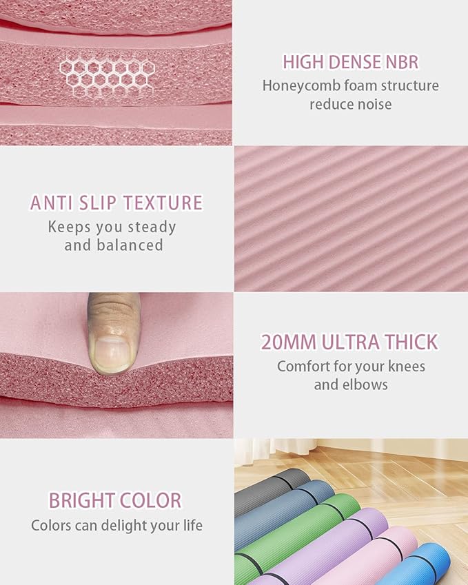 Large Yoga Mat 78"x 51" 20mm/15mm/10mm Thick Workout Mats for Home Gym, Extra Wide Workout for Women Men Gym Flooring Exercises