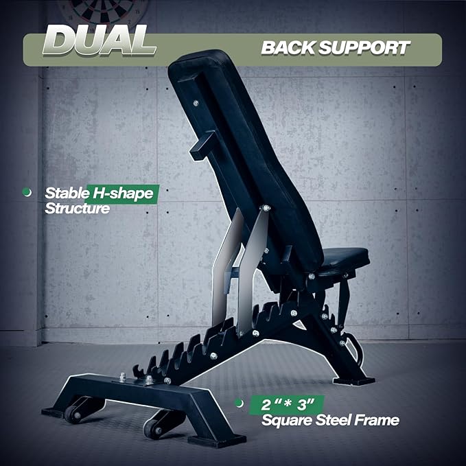 MAJOR FITNESS Weight Bench, Adjustable Workout Bench for Strength Training, Bench Press, and Full-Body Workouts for Home Garage Gym