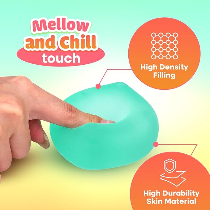 Fidget Toy Stress Cube 6 Pack - Squishy Fidget Toys for Relaxation, High Density Gel Filled, Fidgets for Classroom, Sensory Calming Toys for Kids Adults Children Teens