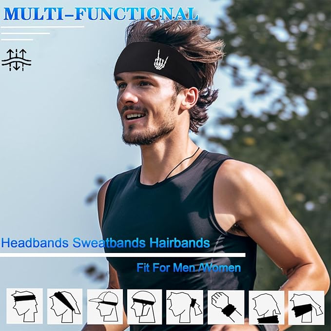 Sports Headbands for Men Sweatbands Sweat Bands Headbands Men 3pcs Workout Cooling Head Bands for Running Hairband for Tennis Football Gym Yoga