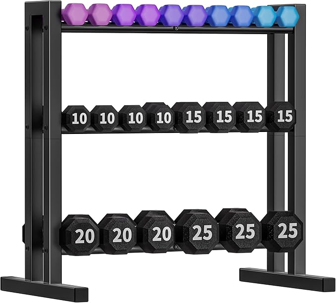 31Inch Dumbbell Rack Only - 450LB Capacity Weight Rack, 3-Tier Heavy Duty Dumbbell Stand Kettlebell Rack For Dumbbells, Kettlebells, Home Gym.