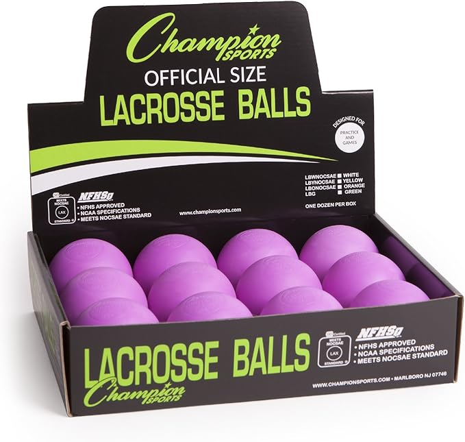 Champion Sports Lacrosse Balls: Official Size Sporting Goods Equipment for Professional, College & Grade School Games, Practices & Recreation - NCAA, NFHS and SEI Certified