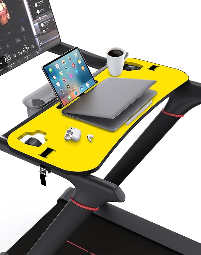 Treadmill Desk Attachment, Tread Tray Ergonomic Platform, Laptop Holder with Tablet Holder,New Universal Cooling Holes Laptop Stand for Home/Office(Yellow)