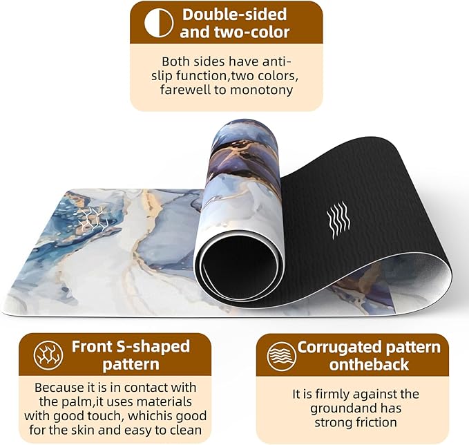 FOLAI Extra Thick Yoga Mat 6mm - Non-Slip Exercise Mat for HIIT, Pilates & Home Workouts & Workout with Free Carry Strap