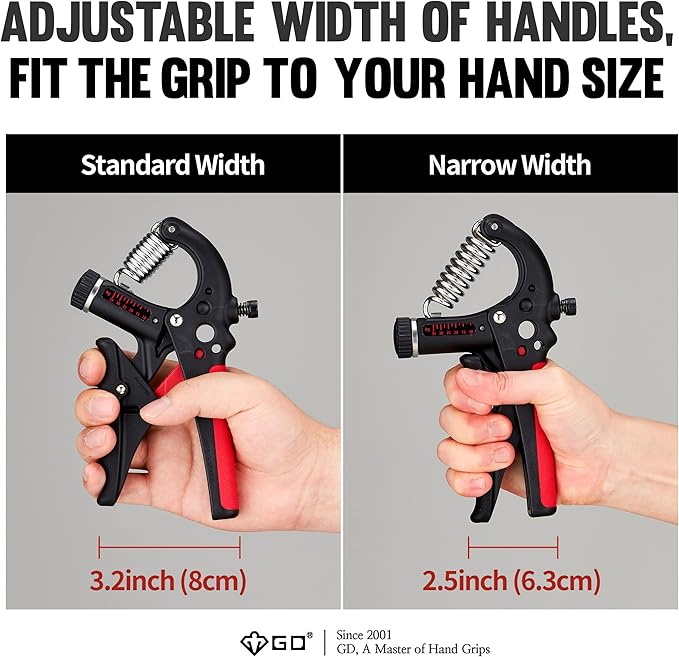 GD Grip2 Hand Grip Strengthener (Grip Strength Trainer) Adjustable Gripper (22~77lbs) Forearm and Wrist Exerciser Strengthener for grip Strength