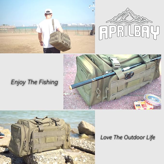 Duffel Bag – Heavy Duty Tactical Gym Bag for Men, Splashwater-Proof Weekender Travel Bag for Basketball, Football, Soccer, Hiking, and Hunting (Dark Green)