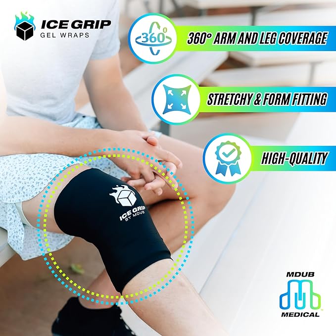 Hot & Cold Therapy Ice Sleeve (Large) - Reusable Gel Pack for Knee, Calf, Elbow, Ankle, Arm, Foot, Wrist Recovery & Pain Relief