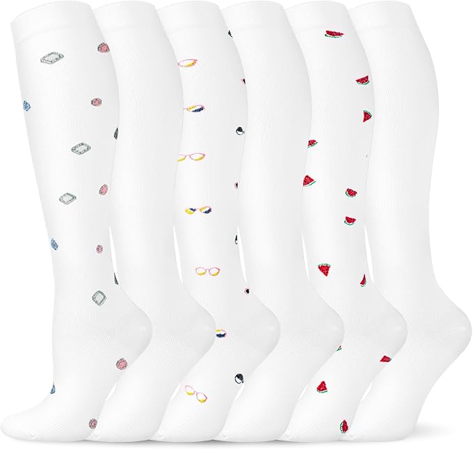 Graduated Compression Socks for Women&Men 20-30mmhg Knee High Socks Travel Hiking Running Stocking