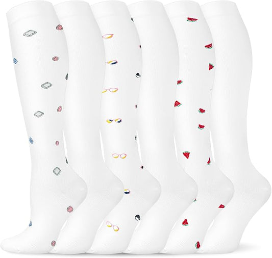 Graduated Compression Socks for Women&Men 20-30mmhg Knee High Socks Travel Hiking Running Stocking