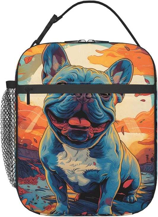 Cute Dog Lunch Box for Kids,Puppy Insulated Bag for Student,Pet Lovers Reusable Thermal Insulation Cooler Tote Bags for School Work Picnic Camping Outdoor Gifts (French Bulldog)
