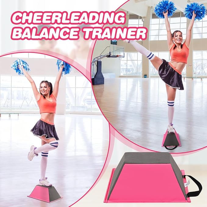FBSPORT Cheer Stunt Training Stand, PU Non-Slip Stunt Trainer Flyer Stand Cheer for Promotion and Development of Flexibility, Coordination (Pink)
