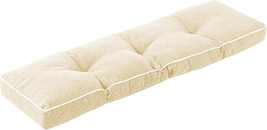 Bench Cushions for Outdoor Furniture, 42 x 16 Inch Outdoor Bench Cushion, Patio Bench Cushion with Durable Ties, Long Patio Seat Cushions for Garden, Indoor, Kitchen&Dining, Beige