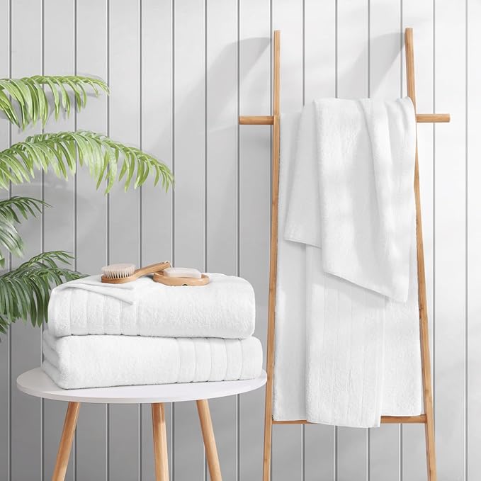 Casa Platino 2 Pack Bath Sheets (36"x 72"), 100% Ringspun Cotton White Luxury Bath Towels - Quick Dry, Absorbent & Lightweight